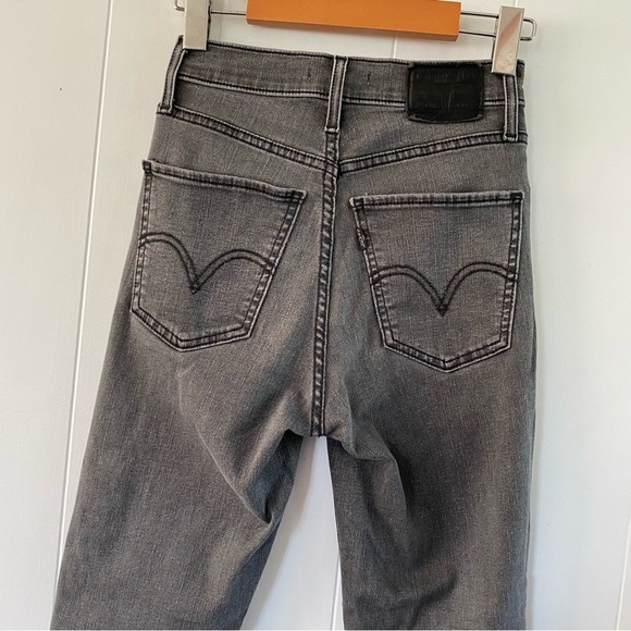 Levi’s Mile High Super Skinny Grey Embellished Ankle Black Studded Rise Premium - Picture 9 of 14